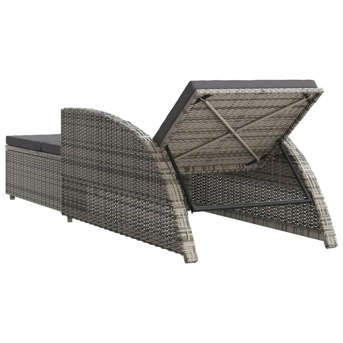 SONNENLIEGE mit Dunkelgrauer Auflage Poly Rattan Grau - Grau, Kunststoff (67/67/201cm) - furnicato