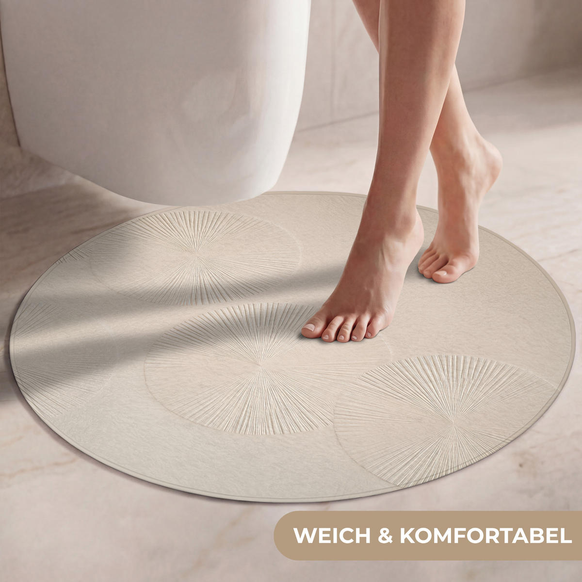 WC-VORLEGER Japandi - Beige - Modern Toilettenteppich 70x70 cm - Beige, Kunststoff/Textil (70/70cm) - OnlyWow
