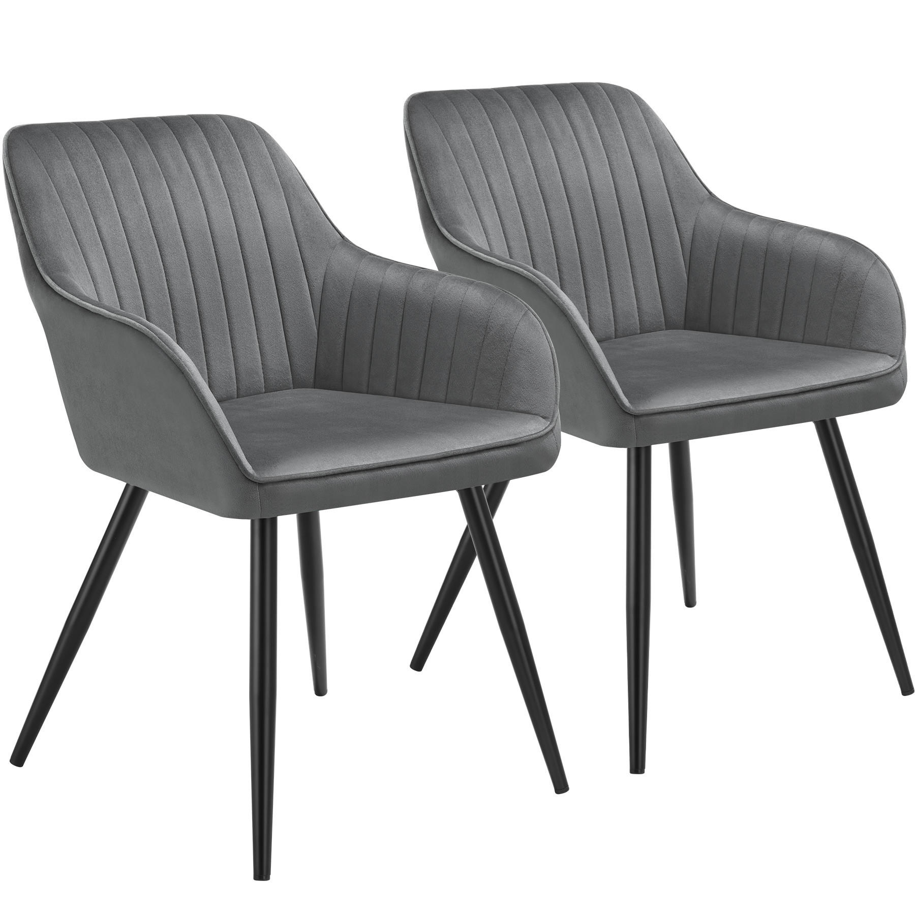 ESSZIMMERSTUHL 2er Set Marilyn 58 x 62 x 82 cm grau/schwarz - Schwarz/Grau, Metall (58/82/62cm) - tectake