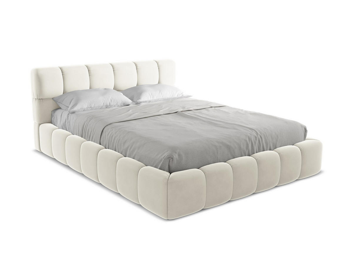 POLSTERBETT mit Bettkasten und Lattenrost 180x228 Beige - Beige/Creme, Kunststoff/Textil (160/200cm) - Makamii