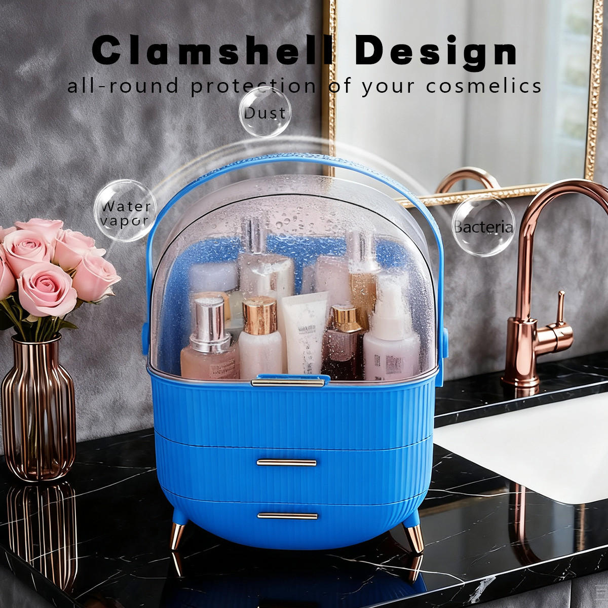 KOSMETIK ORGANIZER Liora 29/19/38 cm - Dunkelblau, Kunststoff (19/38/29cm) - ZMH