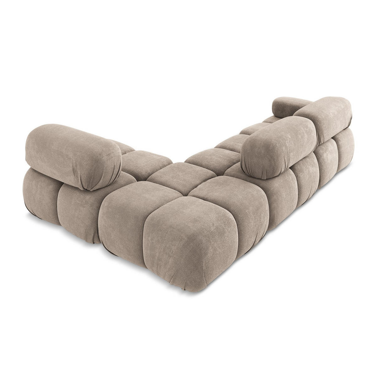 ECKSOFA Rechts Chenille Stoff Beige - Beige/Schwarz, Kunststoff/Textil (285/190cm) - LaMiaSofa