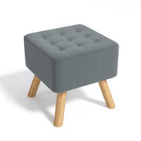 POLSTERHOCKER 39.5/39.5/40 cm Quadratisch Eichenholzbeine Leinen Hellgrau - Hellgrau/Naturfarben, Eichenholz/Holz (39.5/40/39.5cm) - Livingandhome