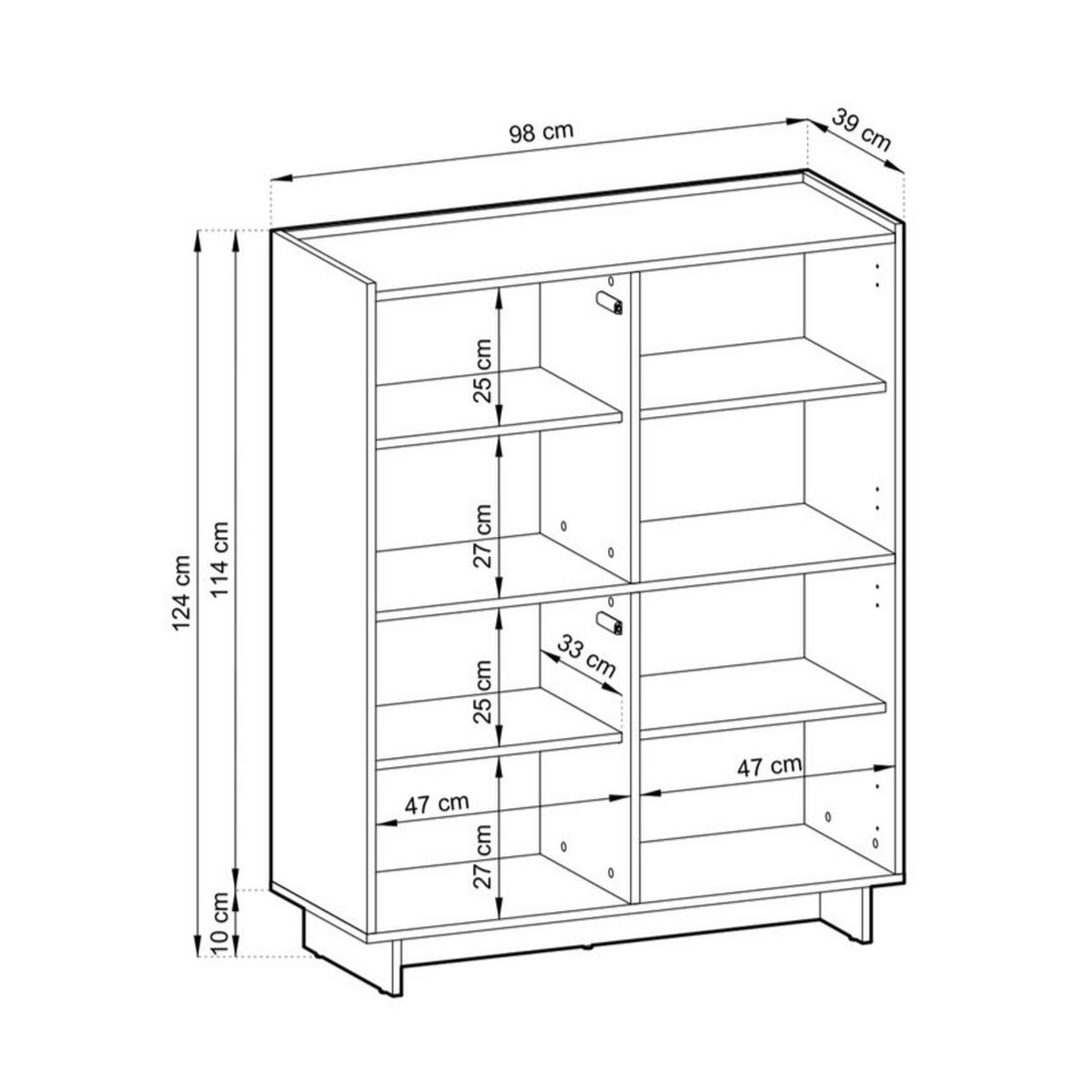 HIGHBOARD SUNA 98 cm (Karamell Eiche, Push to Open) - Eichefarben, Holz/Holzwerkstoff (98/124/39cm) - Ravio