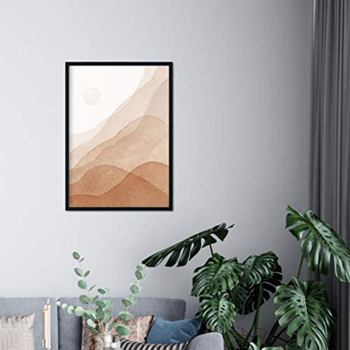 POSTER Set mit 4 Blätter und abstrakten Formen mit braunen Tönen A4 Schwarzer Rahmen - Schwarz, Papier (29.7/3cm) - Nacnic