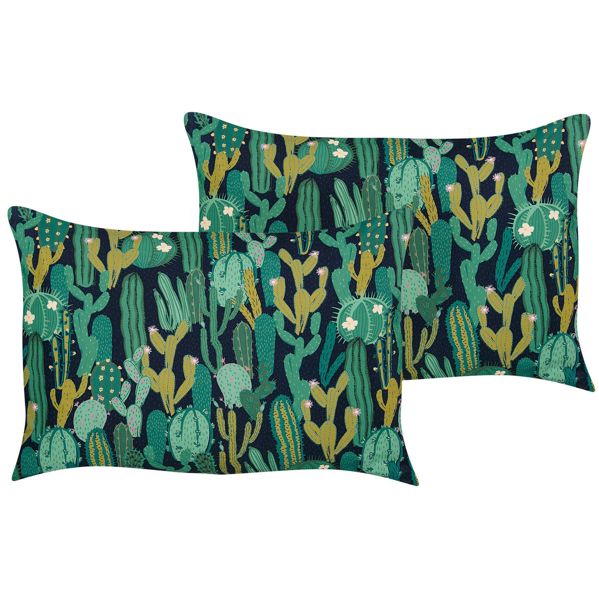 GARTENKISSEN 2er-Set Kaktusmotiv grün 40/60 cm Bussana - Grün, Textil (40/60cm) - Beliani