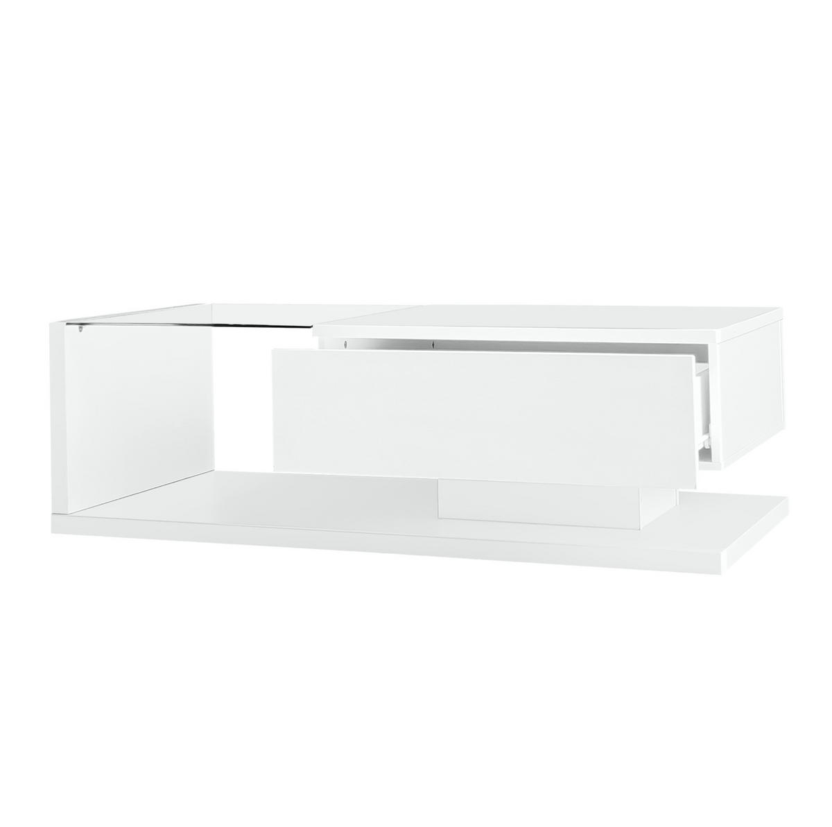COUCHTISCH 105/55 cm in Hochglanz-Weiß mit Glasplatte und LED-Beleuchtung - Weiß, Holzwerkstoff (105/55/32.5cm) - Flora Grace