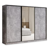 SCHWEBETÜRENSCHRANK TARI 270/205/58 cm 3-türig mit Spiegel und 4 Schubladen Titanfarben - Titanfarben, Holzwerkstoff (270/205/58cm) - MASSENO