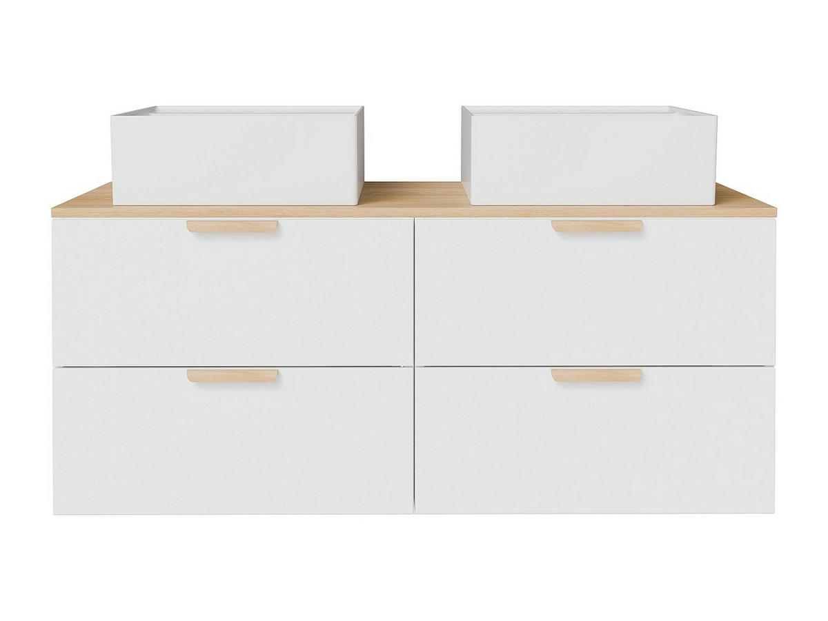 DOPPELWASCHTISCH - 120 cm x 46 cm - holz - weiß Avoreli - Weiß, Holz (120/50/46cm) - Vente-Unique