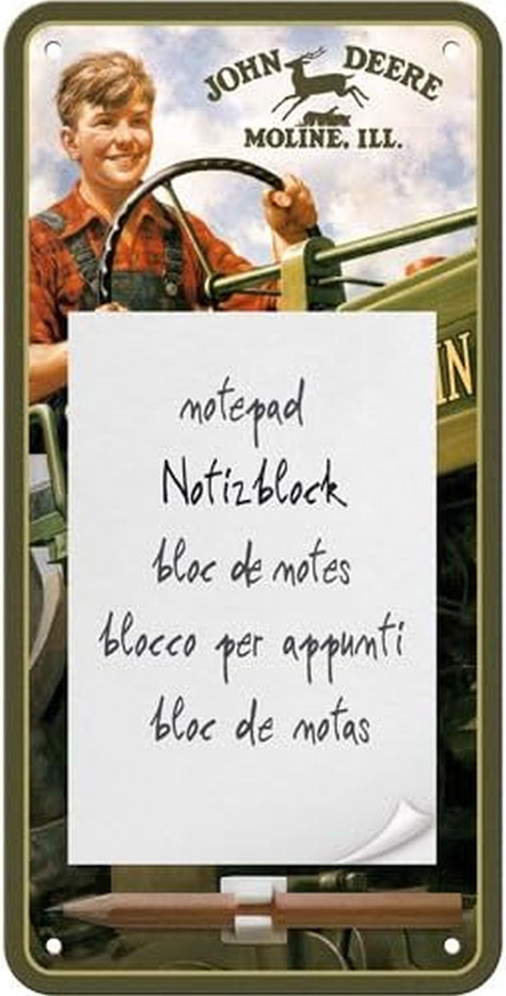 NOTIZBLOCKSCHILD John Deere - Multicolor, Metall (10/1/0.9cm) - Nostalgic-Art