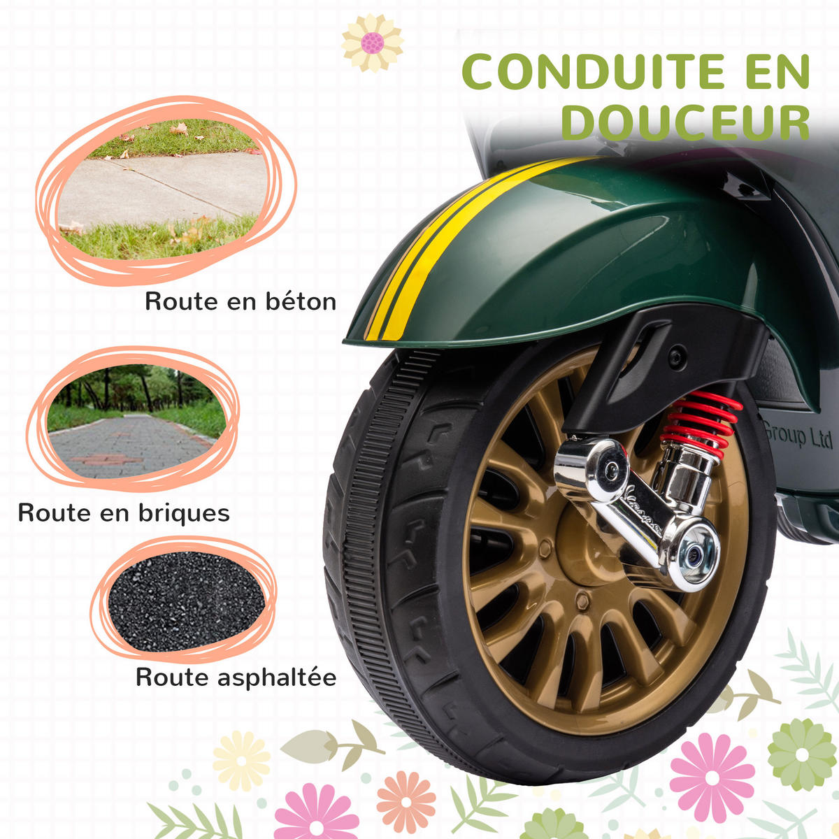ELEKTRO-KINDERAUTO DE-13109 Stützräder Grün - Dunkelgrün, Kunststoff (107/47/73cm) - ComfortXL
