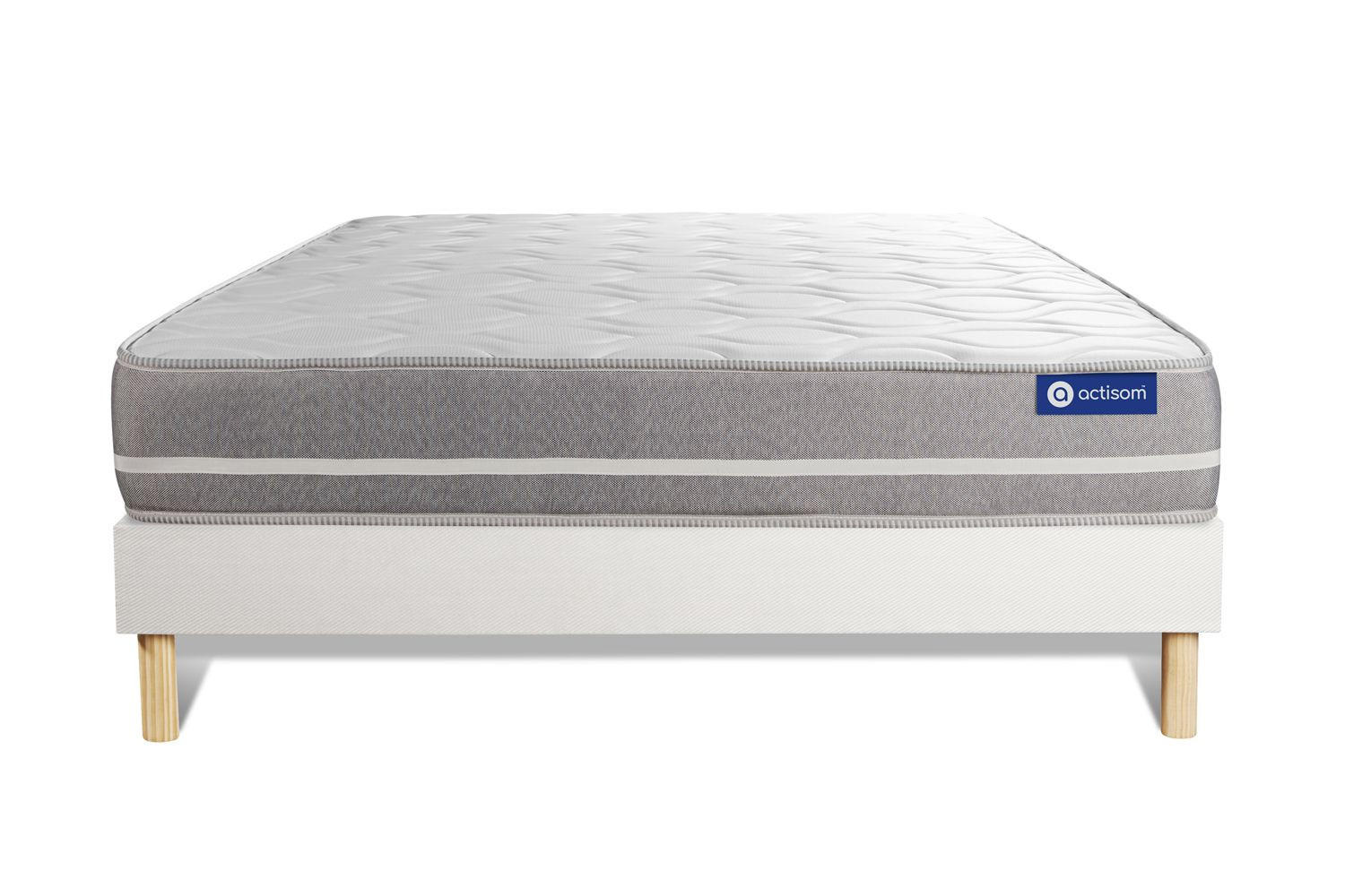 BETT Actimemo touch Memory-Schaum 150 x 190 cm h1 - Kit Bettgestell Weiß - Beige/Weiß, Holz (150/190cm) - ACTISOM