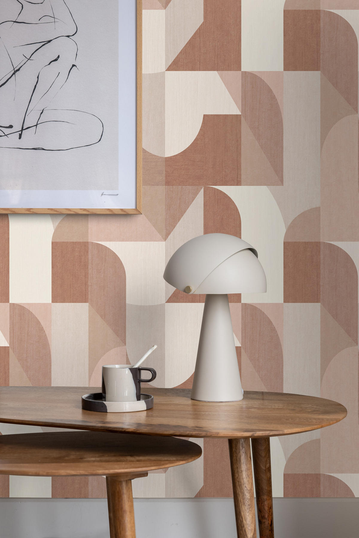 TAPETE Kreise im Bauhaus-Stil 50 x 900 cm - Terracotta, Papier (50/900cm) - Origin Wallcoverings