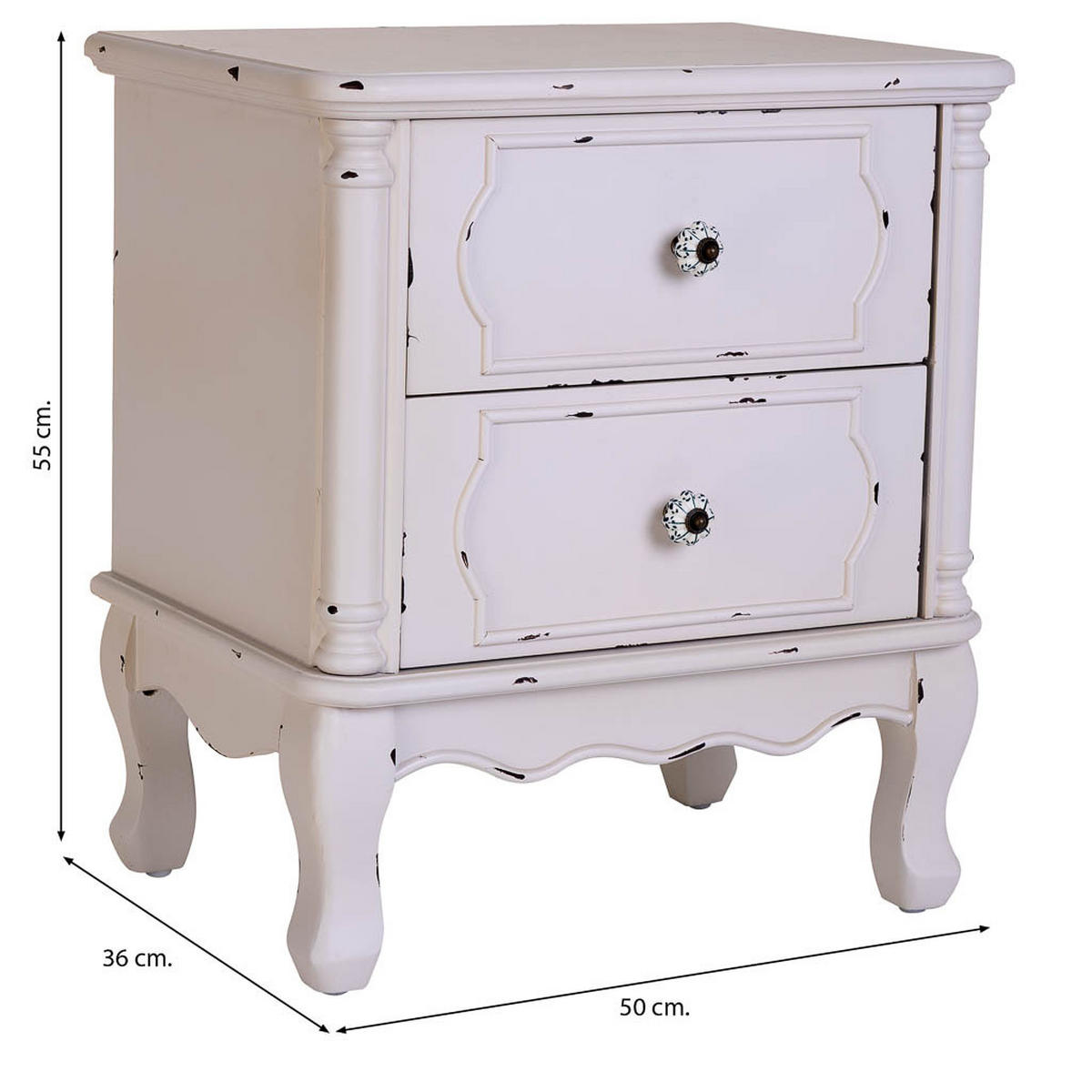 NACHTTISCH aus Holz, weiß, 50x36x55cm - Weiß, Holz (50/55/36cm) - Wanderlust