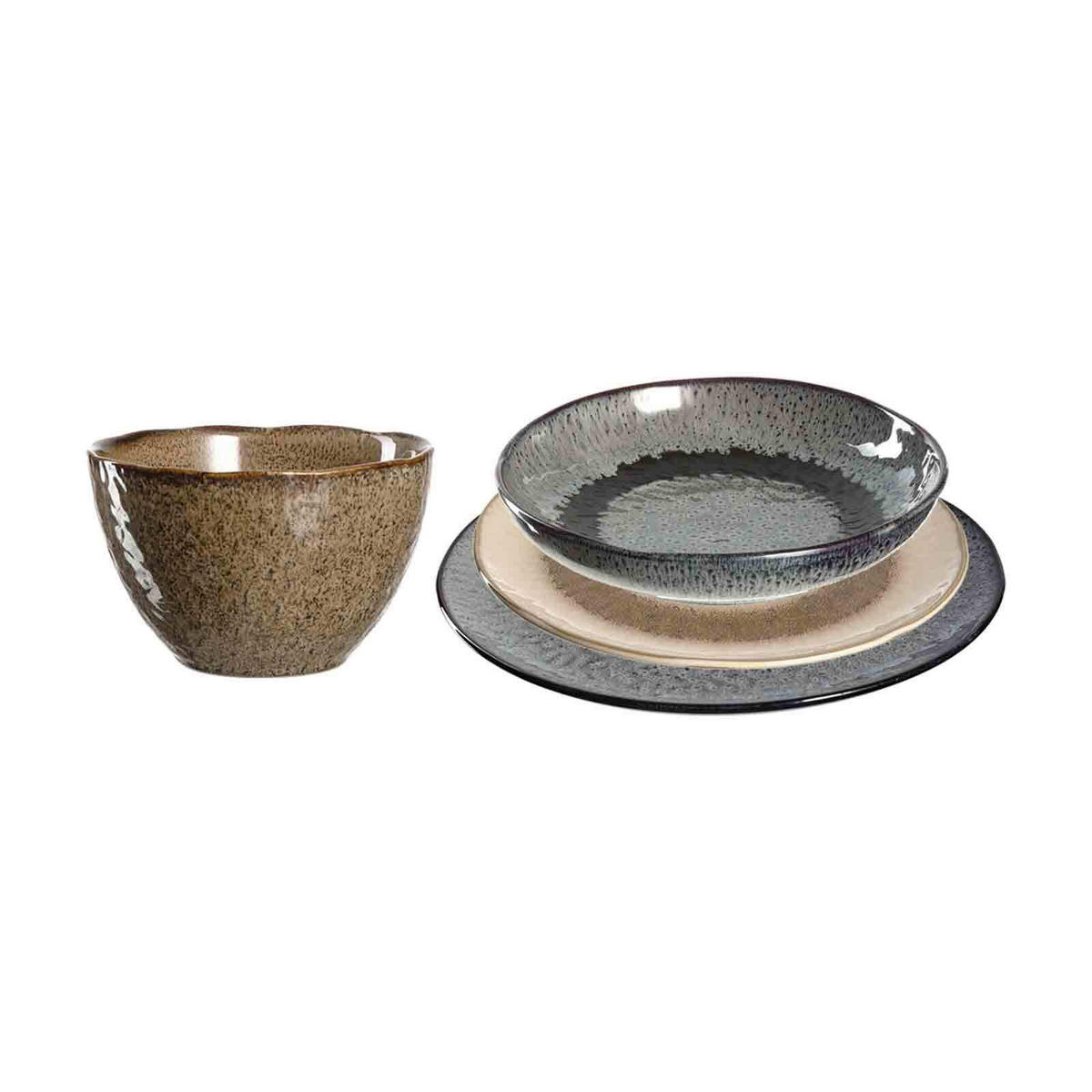 GESCHIRRSET Matera anthrazit-beige 4er Set - Anthrazit/Beige, Keramik (1/1/1cm) - Leonardo Living