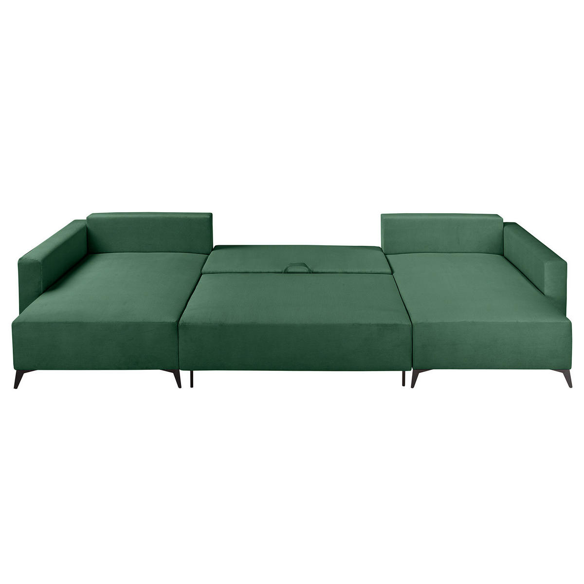 WOHNLANDSCHAFT - Dunkelgrün/Schwarz, Textil (382/81/148cm) - home24