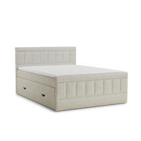 BOXSPRINGBETT Caya 140/200 cm, in Creme, Bettkasten, Matratze, Topper - Creme/Schwarz, Holz/Holzwerkstoff (140/200cm) - Maison de Reve