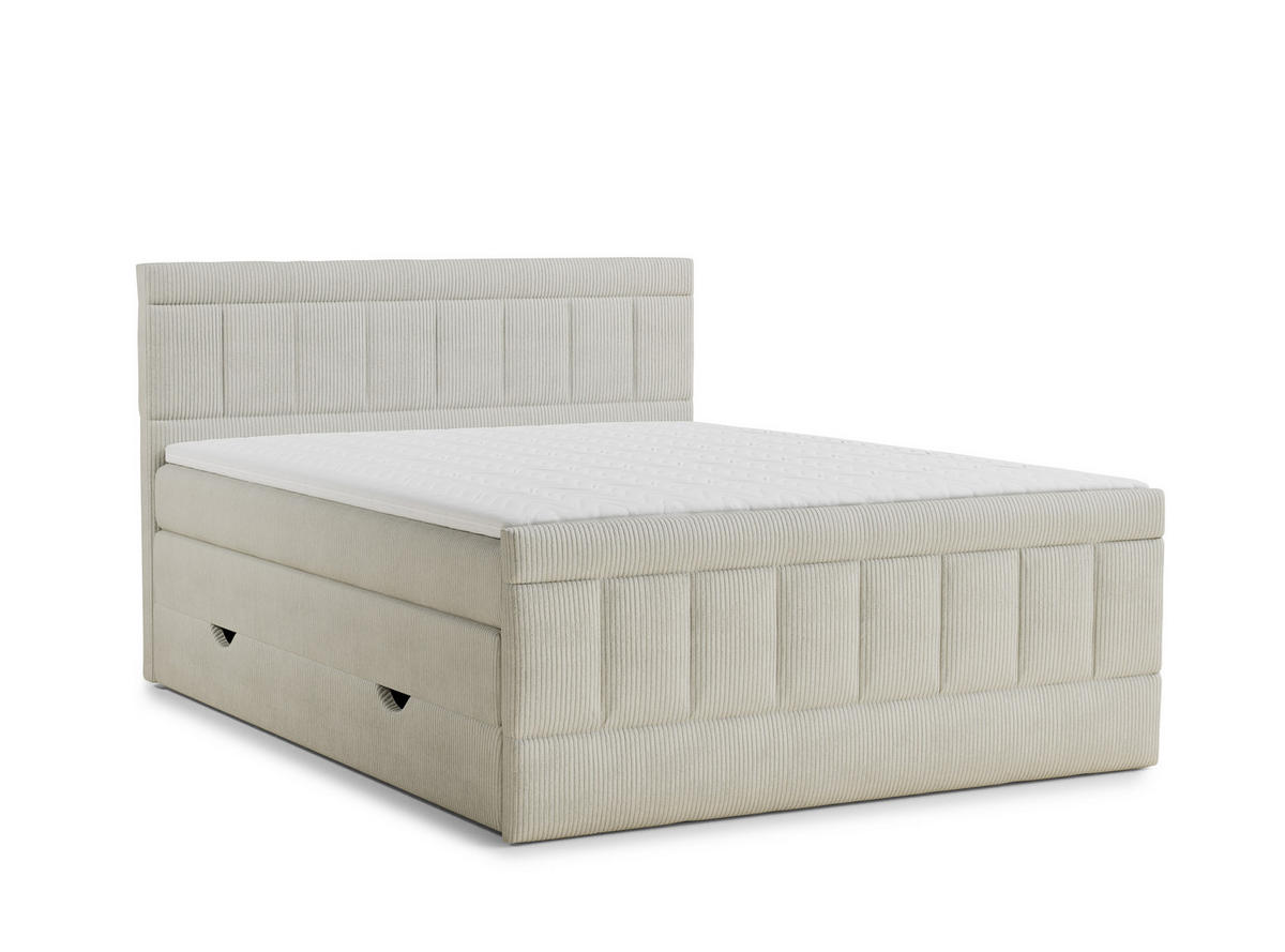 BOXSPRINGBETT Caya 140/200 cm, in Creme, Bettkasten, Matratze, Topper - Creme/Schwarz, Holz/Holzwerkstoff (140/200cm) - Maison de Reve