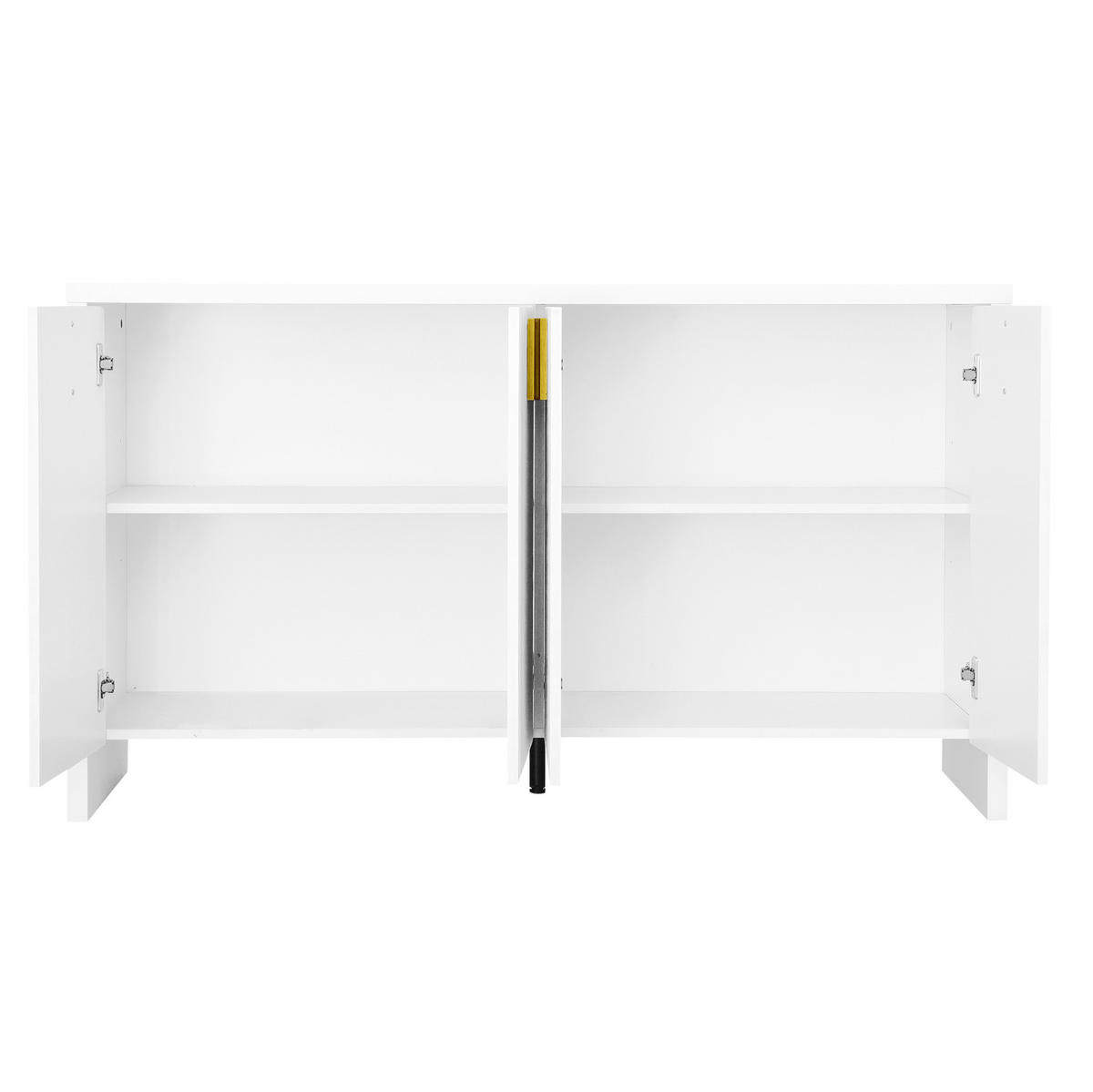 SIDEBOARD 140/38/80 cm in Weiß mit 4 Türen & goldfarbenen Griffen - Weiß, Holzwerkstoff (140/80/38cm) - BEAOK
