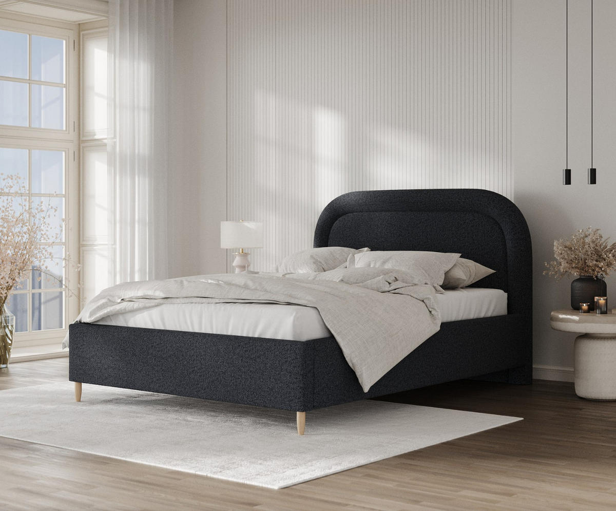 POLSTERBETT Zoya 120/200 cm Anthrazit im Riva Stoff - Anthrazit/Naturfarben, Holz/Holzwerkstoff (120/200cm) - AltaBeds