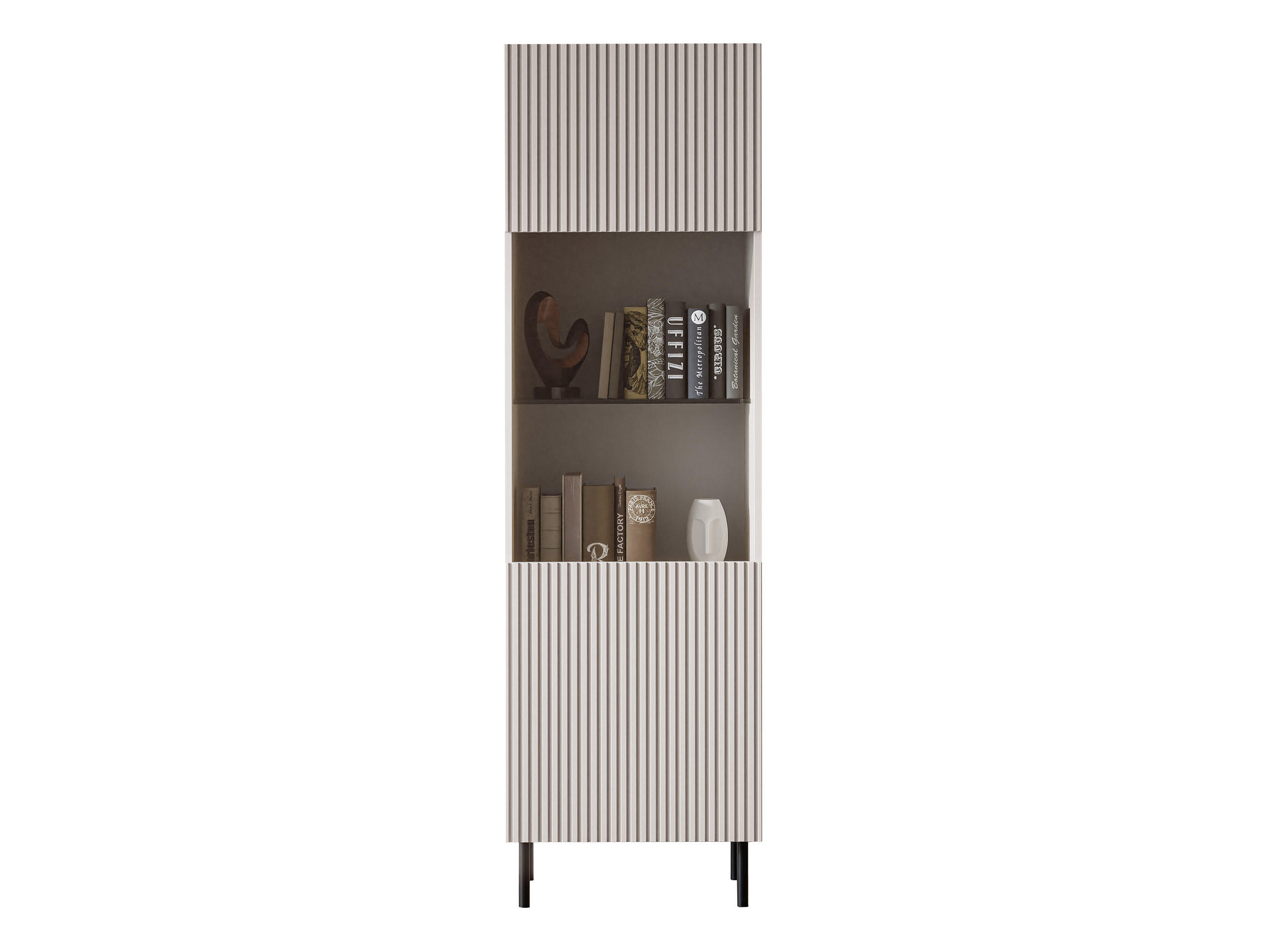 HOCHVITRINE Aruba 56 - Schwarz/Naturfarben, Holzwerkstoff (56/185/42cm) - MIRJAN24