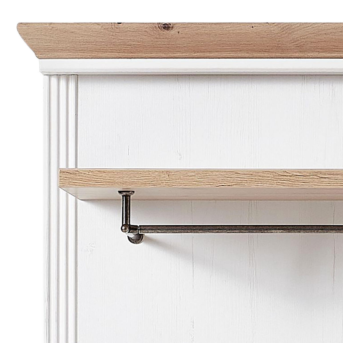 GARDEROBENPANEEL - Weiß/Pinienfarben, Holzwerkstoff/Metall (93/107/30cm) - home24