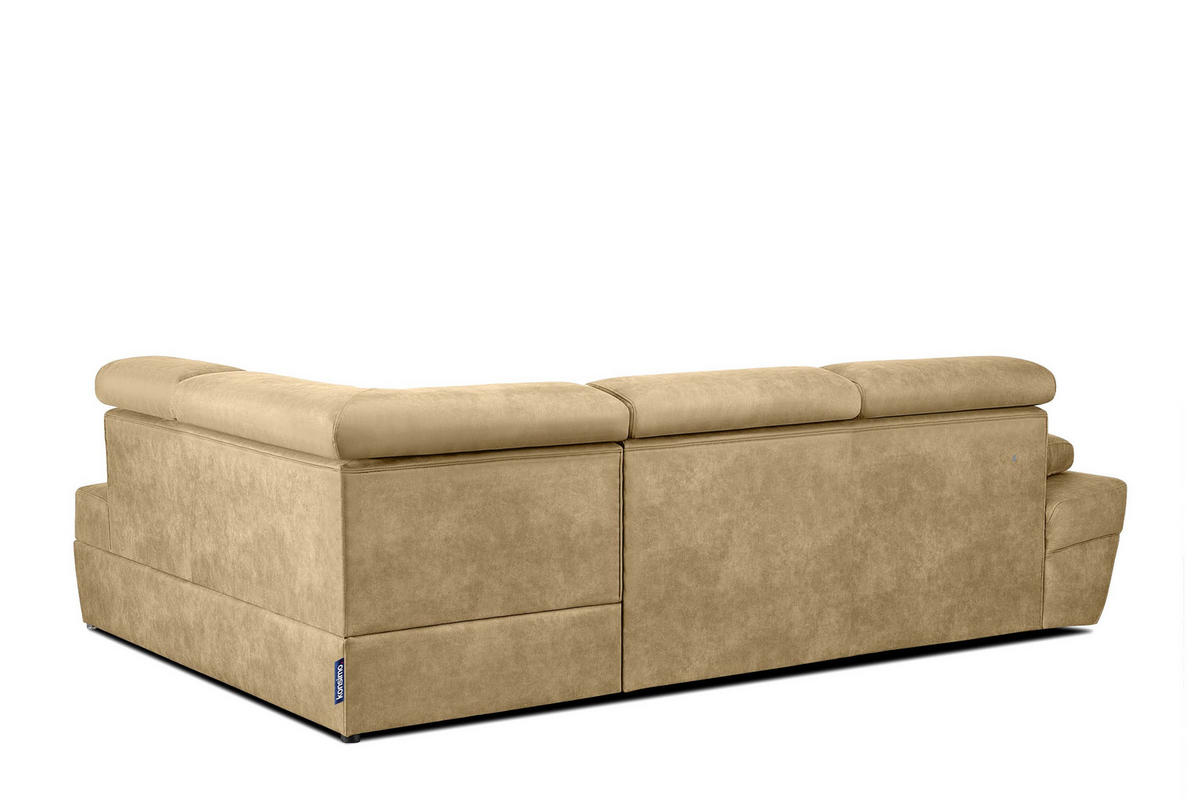 SCHLAFECKSOFA RATLO rechts 4/5-Sitzer mit Bettkasten in Lederoptik, gelb - Gelb/Silberfarben, Textil (270/190cm) - KONSIMO®
