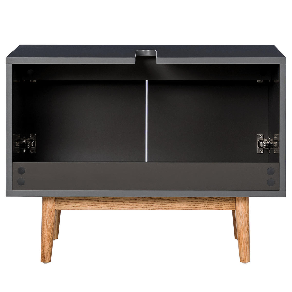 WASCHBECKENUNTERSTRANK - Eiche teilmassiv - Eichefarben/Grau, Eichenholz/Holz (80/60/46cm) - home24
