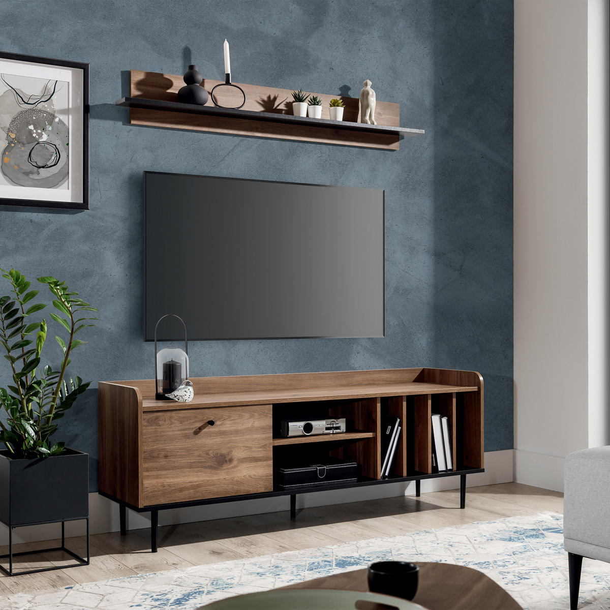 LOWBOARD Vasilia mit 1 Tür, Brandy Castello - Eichefarben, Holzwerkstoff (100/56/40cm) - Beautysofa