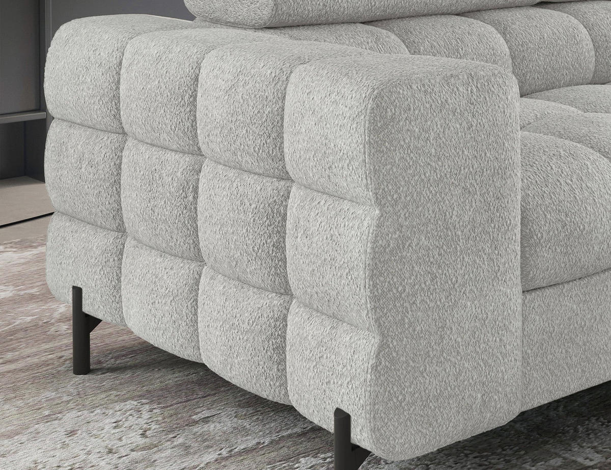 WOHNLANDSCHAFT FERUCCE Ecksofa L-Form – Polsterecke mit Schlaffunktion, Bettkasten & verstellbaren Kopfstützen 276 cm - Hellgrau, Kunststoff (276/200cm) - Wohnideebilder