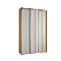 SCHWEBETÜRENSCHRANK 235,2/150/45 3-türig - Silberfarben/Eiche Artisan, Holz/Metall (150/235/45cm) - Abiks Möbel