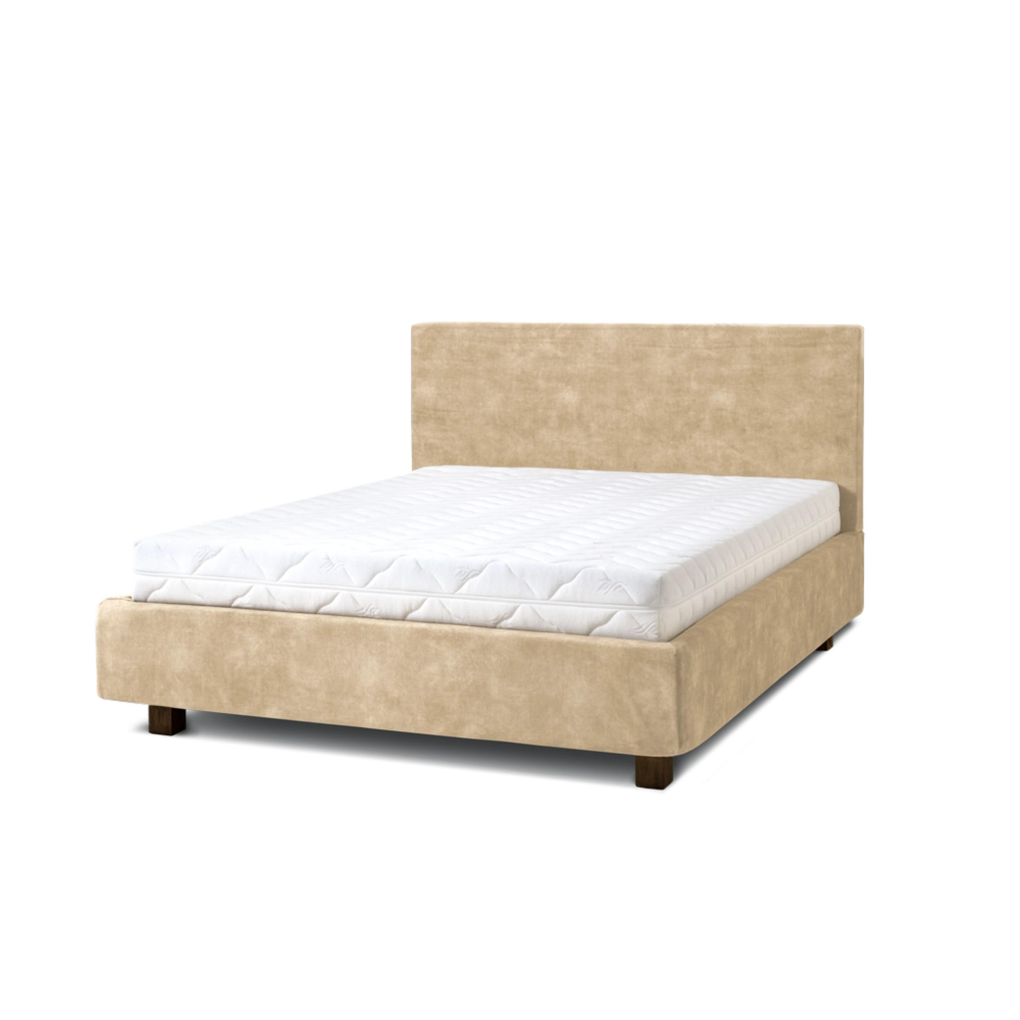 POLSTERBETT Puro 180x200 in Plüsch Sand - Creme, Holz (180/200cm) - Letti Moderni