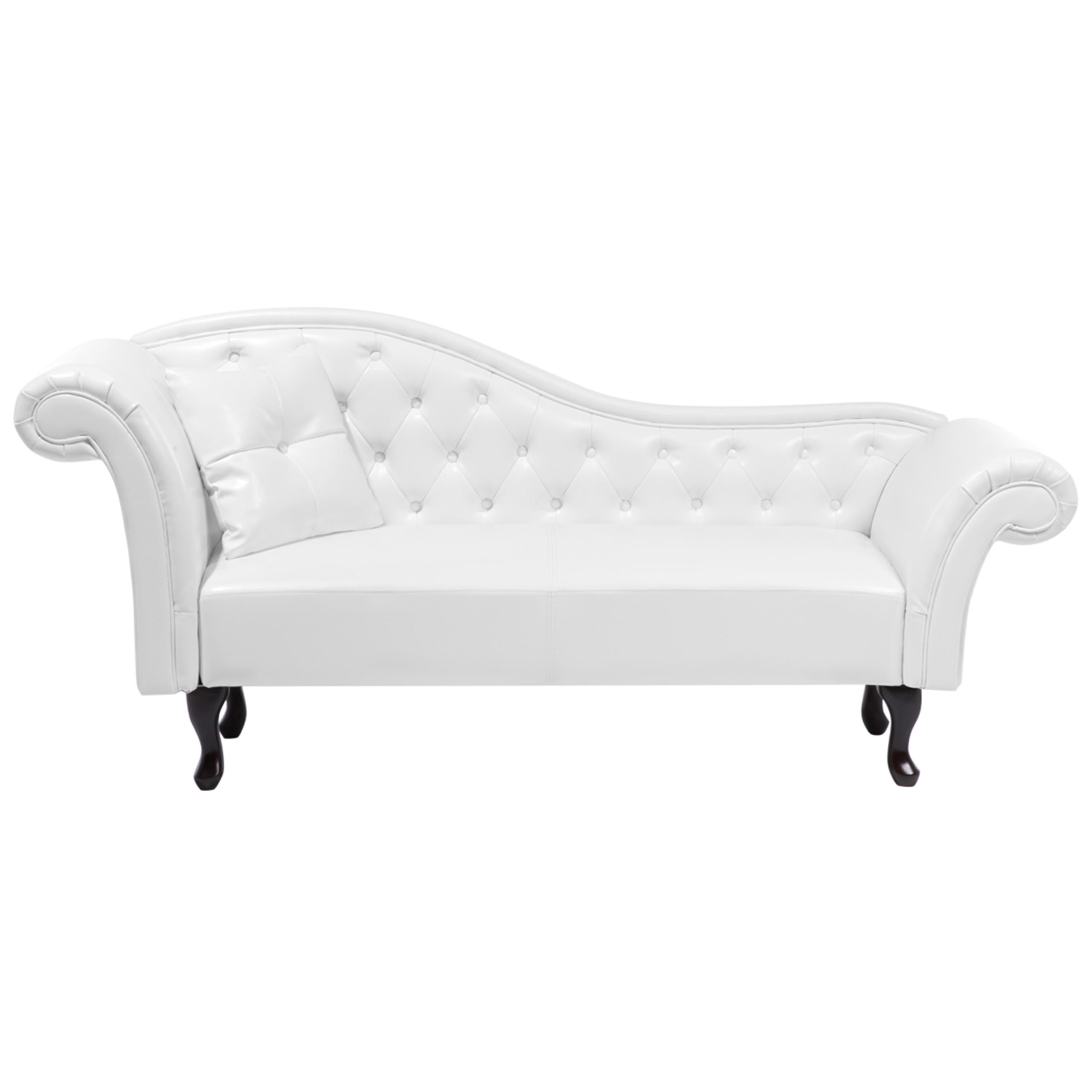 CHAISELONGUE Kunstleder weiß linksseitig Lattes - Schwarz/Weiß, Kunststoff (188/87/59cm) - Beliani