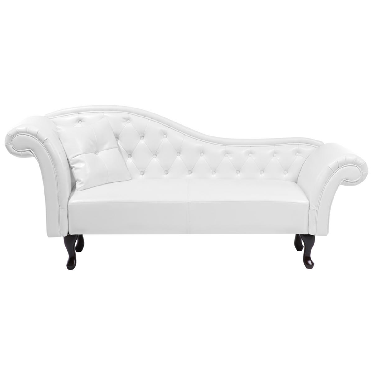 CHAISELONGUE Kunstleder weiß linksseitig Lattes - Schwarz/Weiß, Kunststoff (188/87/59cm) - Beliani
