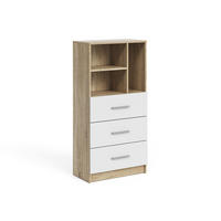 UNIVERSALSCHRANK Tomy, Sonoma/Weiß, 60 x 120 cm mit 3 Schubladen - Weiß/Sonoma Eiche, Holzwerkstoff (60/120/31.6cm) - Vicco