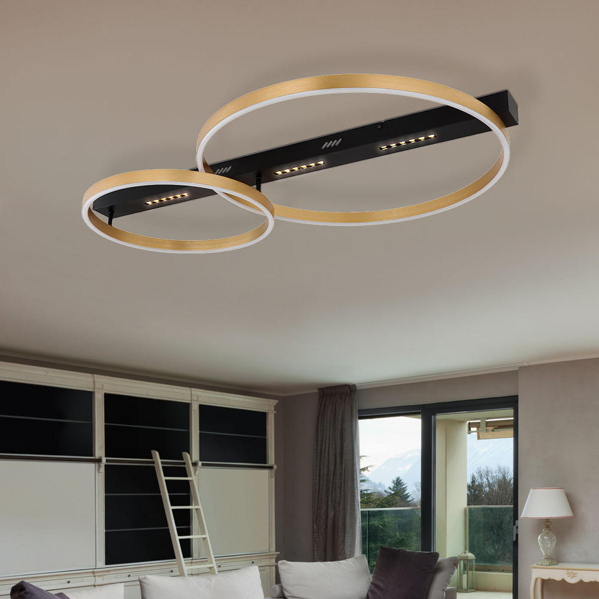 LED DECKENLEUCHTE Luffy Schwarz Gold - Schwarz, Metall (93/58.5/10.2cm) - Globo Lighting