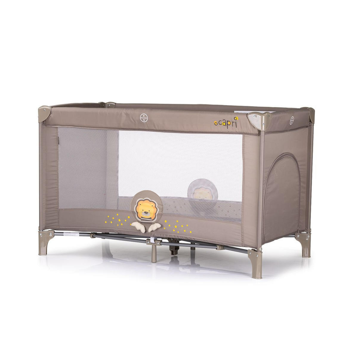 REISEBETT Capri beige/orange Reisebett, Faltmatratze, Tragetasche, große Seitentasche - Beige, Kunststoff (60/120cm) - Chipolino