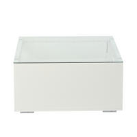 COUCHTISCH 70/70/35 cm Weiß aus Holzwerkstoff mit Glasplatte und LED-Lichtstreifen - Weiß, Holzwerkstoff (70/70/35cm) - OKWISH