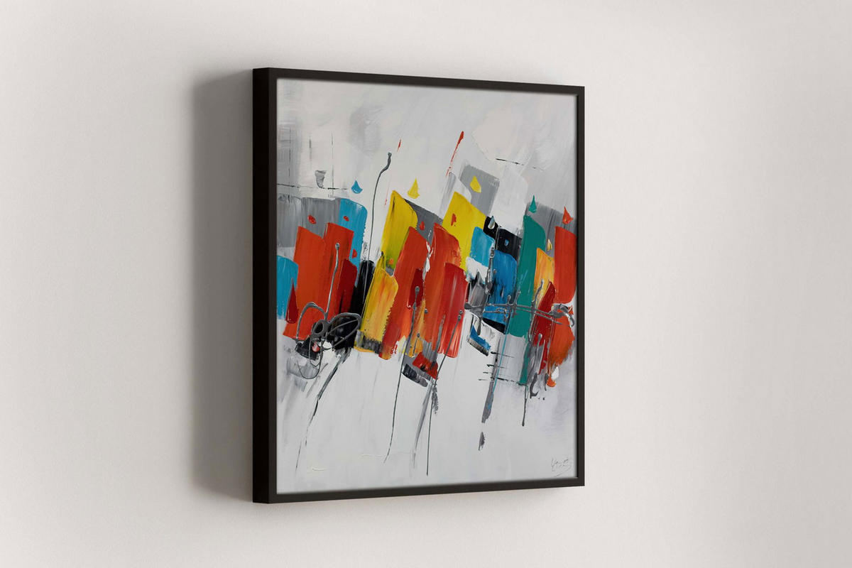 ÖLGEMÄLDE 80/80 cm - Multicolor/Weiß, Holz/Textil (1.6/80cm) - KUNSTLOFT