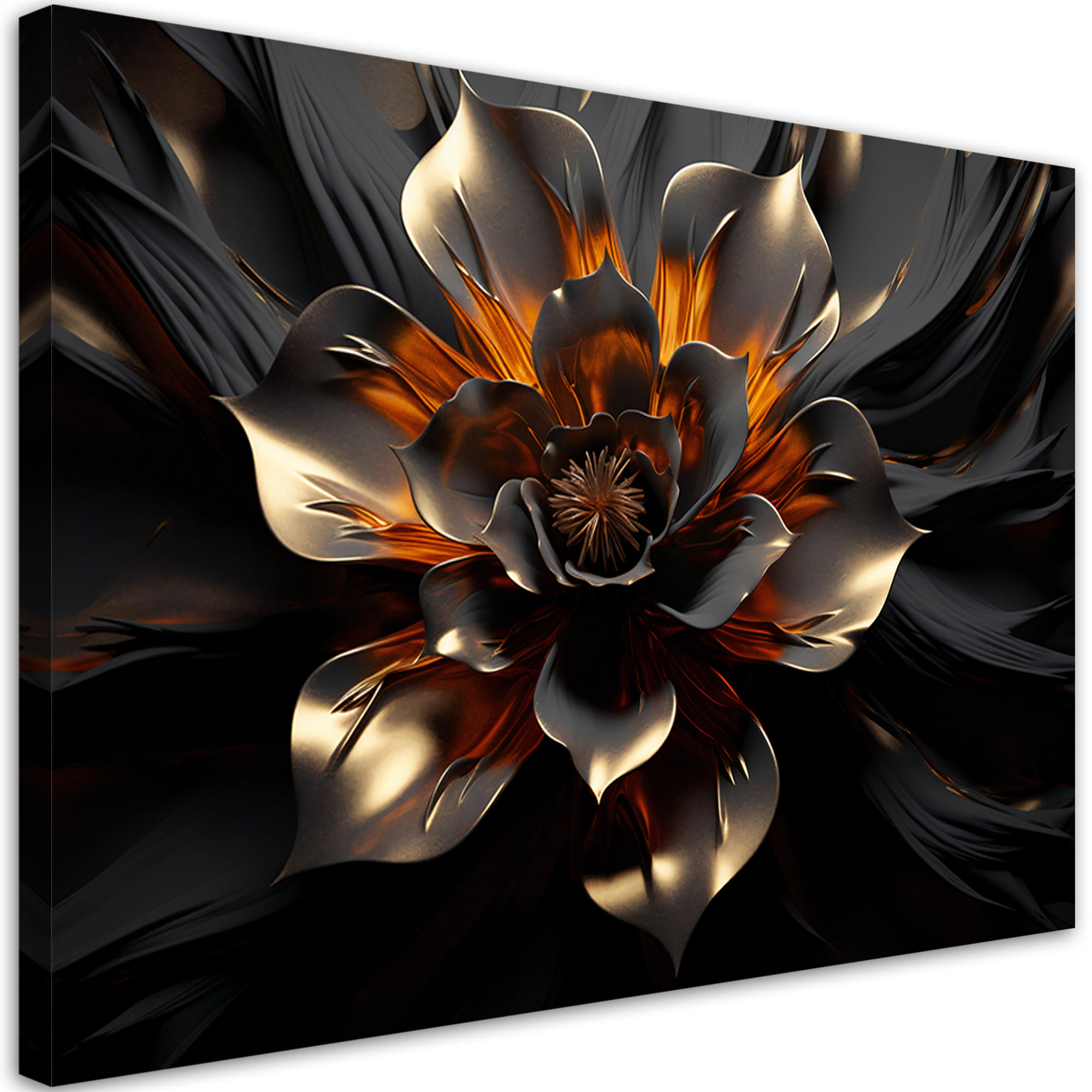 WANDBILD 3d lotusblume abstrakt - Schwarz, Textil (60/40cm) - Feeby
