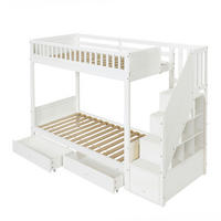 ETAGENBETT 90/200 cm mit Stauraumtreppe und Bettkästen, DE-41747, in Weiß - Weiß, Holzwerkstoff (90/200cm) - ComfortXL