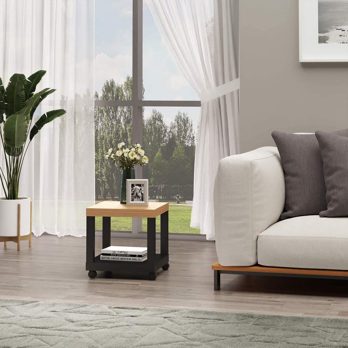 BEISTELLTISCH DE-15848 fahrbar mit Ablage Naturholz - Naturfarben, Holzwerkstoff (40/40/40cm) - ComfortXL