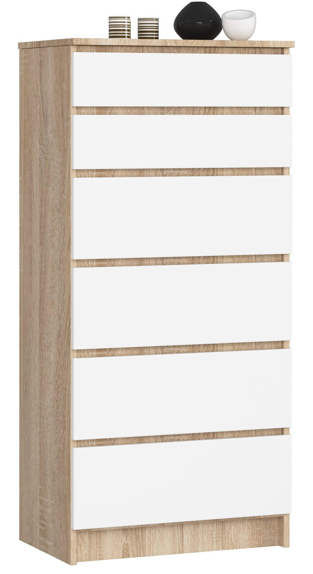 Akord Kommode Sonoma Eiche, Weiß 60x130x40 cm
