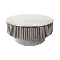 COUCHTISCH DE-37318 rund mit verstecktem Stauraum und Rillendesign Retro-Weiß - Weiß, Holzwerkstoff (75/75/35cm) - ComfortXL