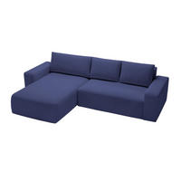 ECKSOFA Tazones Dunkelblau Links - Dunkelblau, Holz/Kunststoff (250/165cm) - Graingold