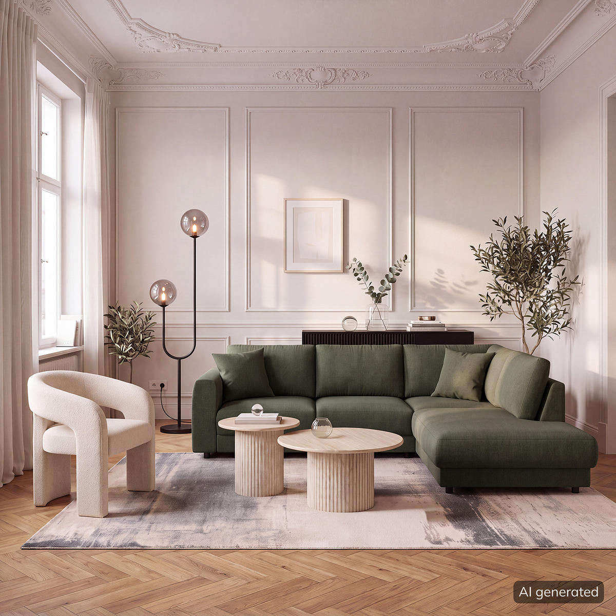 ECKSOFA mit Ottomane - Schwarz/Grau, Holz/Kunststoff (267/254cm) - home24