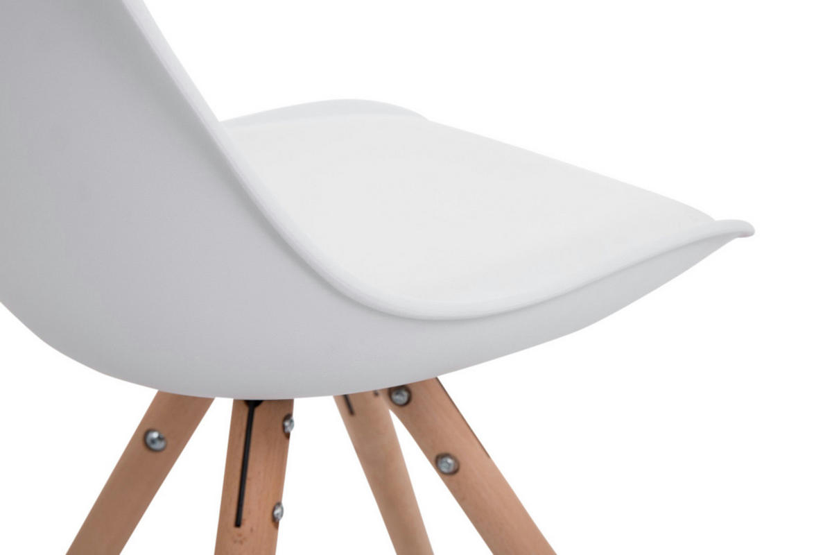 STUHL 4er Set Lederlook weiß - Eukalyptusholzfarben/Weiß, Holz/Textil (48/83/56cm) - CLP