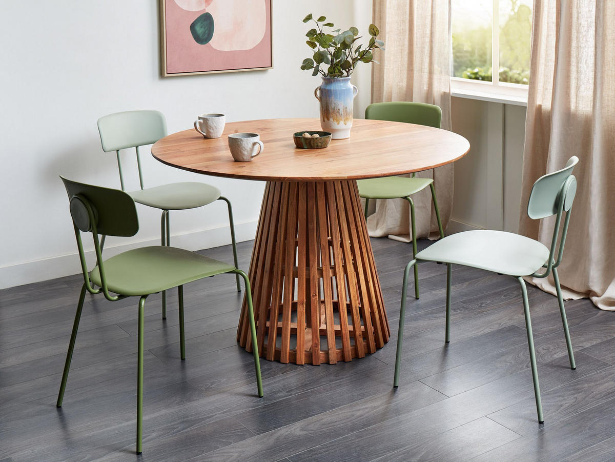 ESSTISCH Akazienholz dunkelbraun 120 cm Mesilla - Dunkelbraun, Holz (120/77/120cm) - Beliani