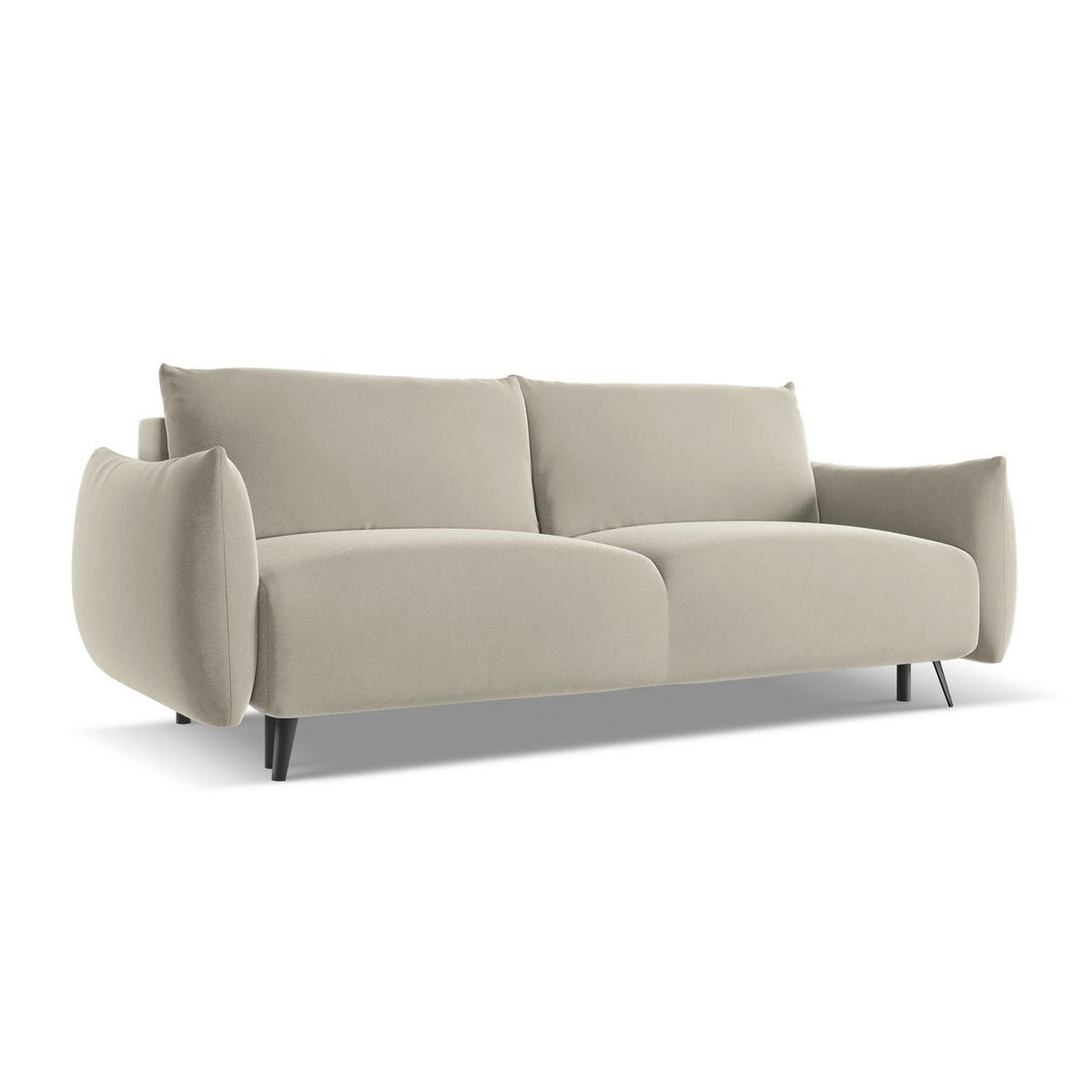 3-SITZER SOFA mit Schlaffunktion Samt Stoff Creme - Perlmutt/Creme, Textil/Metall (230/86/105cm) - LaMiaSofa