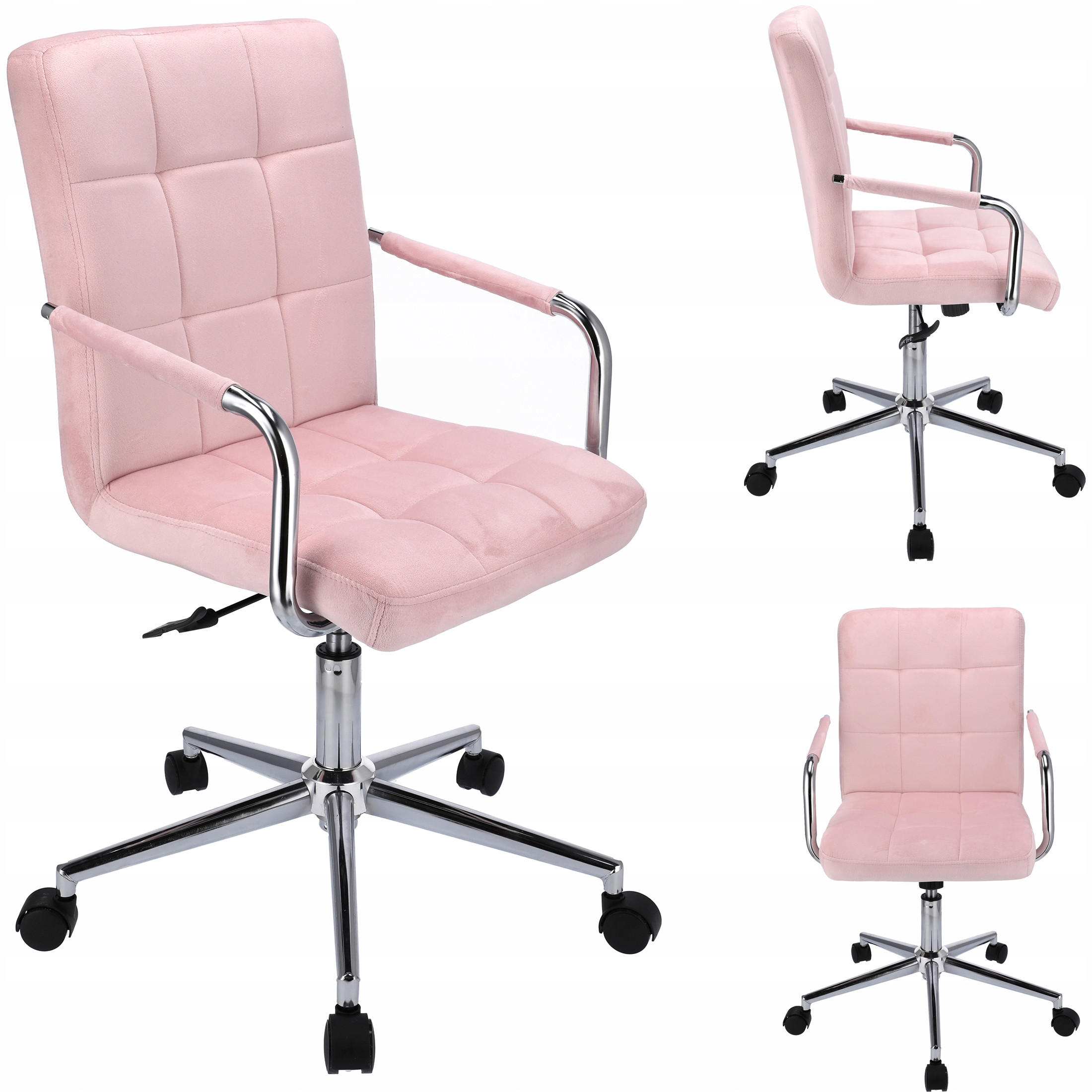 DREHSTUHL Quatro - rosa - Chromfarben/Pink, Textil/Metall (70/99/60cm) - JuMi